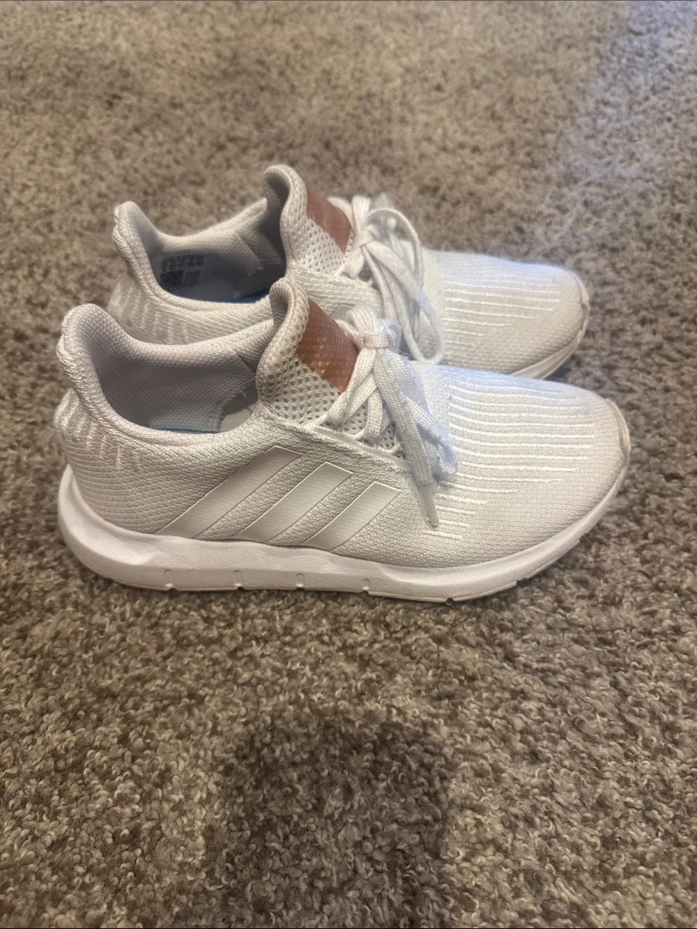 adidas Womens White Sneakers with Copper Tongue Detail